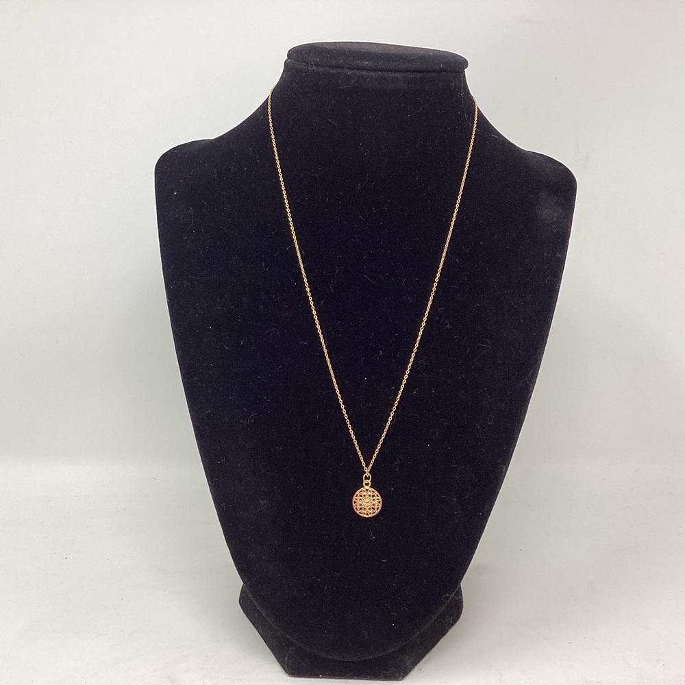 Sterling Forever Petite Gold Plated Sterling Silver Circle Pendant Neckl…